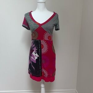ANGIE Red and Black PATCHWORK Dress Y2K